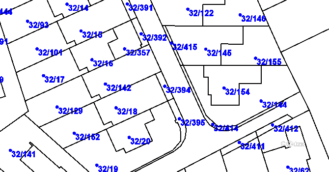 Parcela st. 32/394 v KÚ Česká, Katastrální mapa