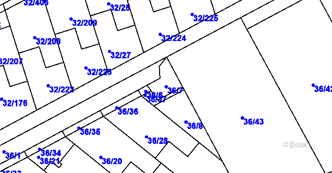 Parcela st. 36/7 v KÚ Česká, Katastrální mapa