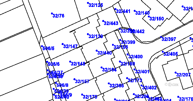 Parcela st. 32/440 v KÚ Česká, Katastrální mapa