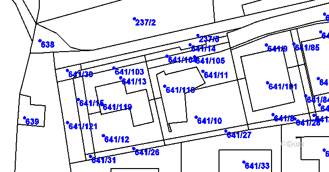 Parcela st. 641/116 v KÚ Česká, Katastrální mapa