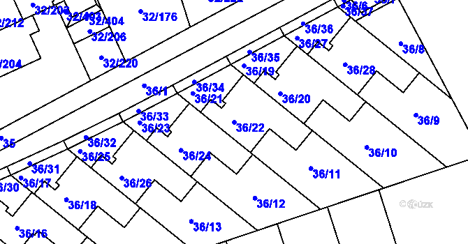 Parcela st. 36/22 v KÚ Česká, Katastrální mapa