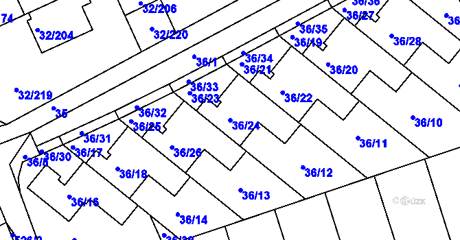 Parcela st. 36/24 v KÚ Česká, Katastrální mapa