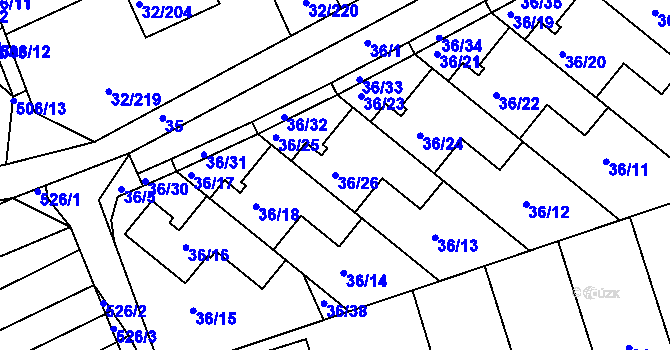 Parcela st. 36/26 v KÚ Česká, Katastrální mapa