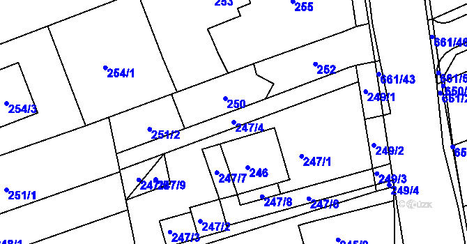 Parcela st. 247/4 v KÚ Česká, Katastrální mapa