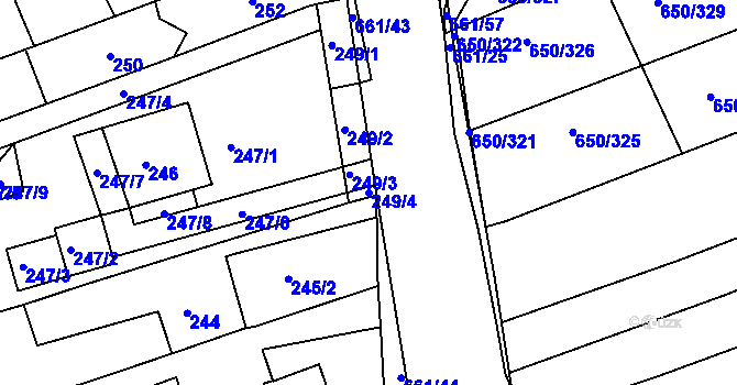 Parcela st. 249/4 v KÚ Česká, Katastrální mapa