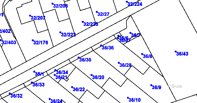 Parcela st. 36/27 v KÚ Česká, Katastrální mapa