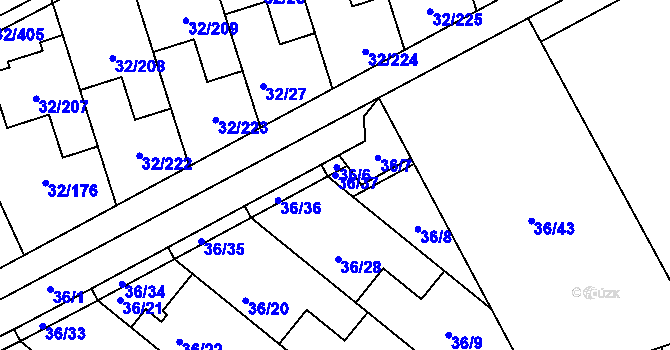 Parcela st. 36/37 v KÚ Česká, Katastrální mapa