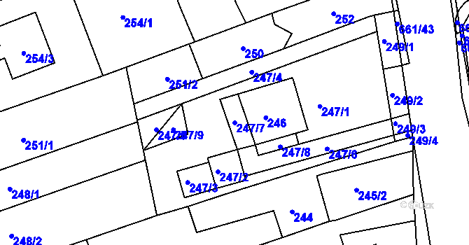 Parcela st. 247/7 v KÚ Česká, Katastrální mapa