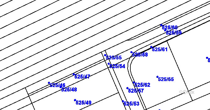 Parcela st. 525/55 v KÚ Česká, Katastrální mapa