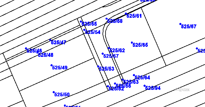 Parcela st. 525/57 v KÚ Česká, Katastrální mapa