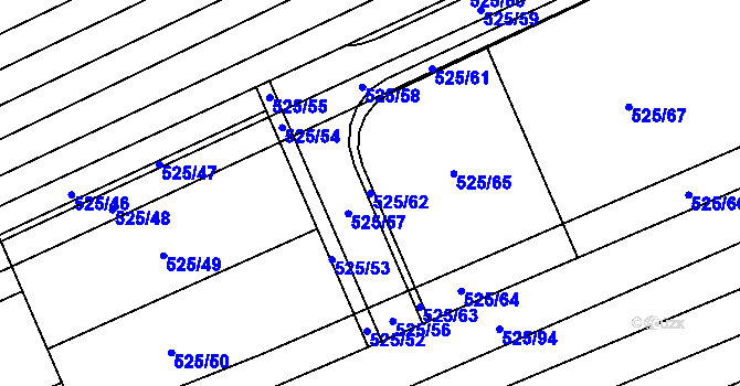 Parcela st. 525/62 v KÚ Česká, Katastrální mapa