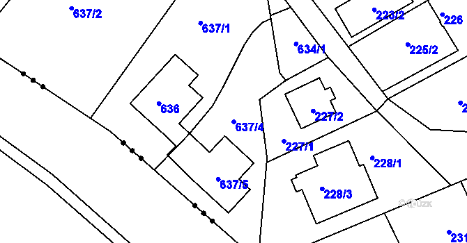 Parcela st. 637/4 v KÚ Česká, Katastrální mapa