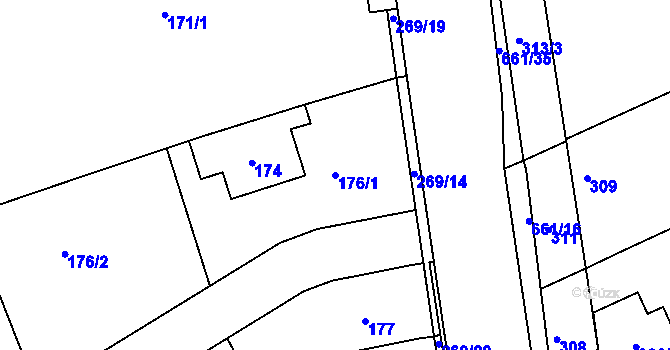 Parcela st. 176/1 v KÚ Česká, Katastrální mapa