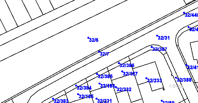 Parcela st. 32/7 v KÚ Česká, Katastrální mapa