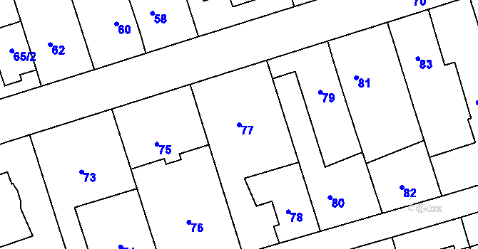 Parcela st. 77 v KÚ Česká, Katastrální mapa
