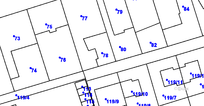 Parcela st. 78 v KÚ Česká, Katastrální mapa