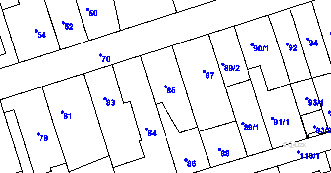 Parcela st. 85 v KÚ Česká, Katastrální mapa