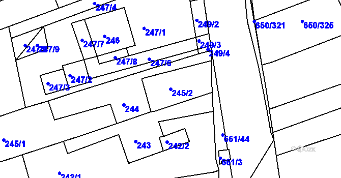 Parcela st. 245/2 v KÚ Česká, Katastrální mapa