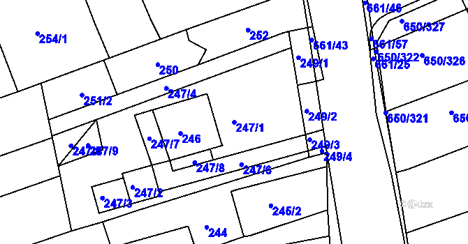 Parcela st. 247/1 v KÚ Česká, Katastrální mapa