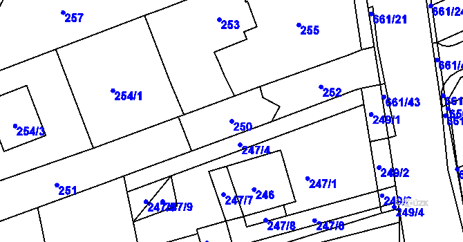 Parcela st. 250 v KÚ Česká, Katastrální mapa