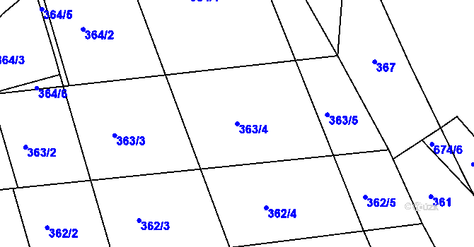 Parcela st. 363/4 v KÚ Česká, Katastrální mapa