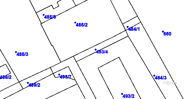 Parcela st. 493/4 v KÚ Česká, Katastrální mapa