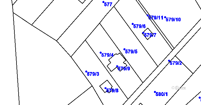 Parcela st. 579/4 v KÚ Česká, Katastrální mapa