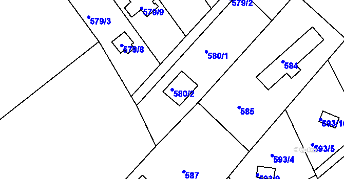 Parcela st. 580/2 v KÚ Česká, Katastrální mapa