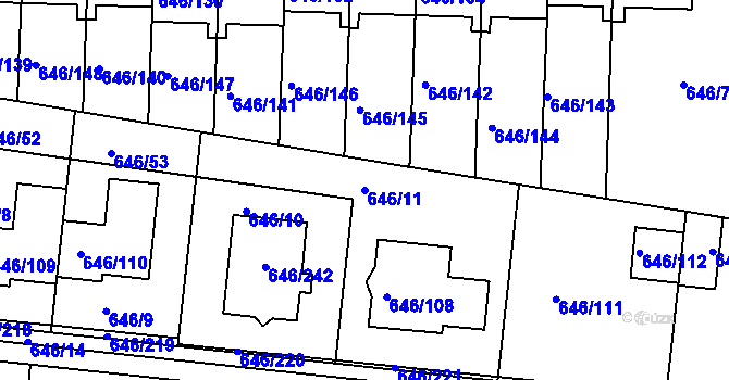 Parcela st. 646/11 v KÚ Česká, Katastrální mapa