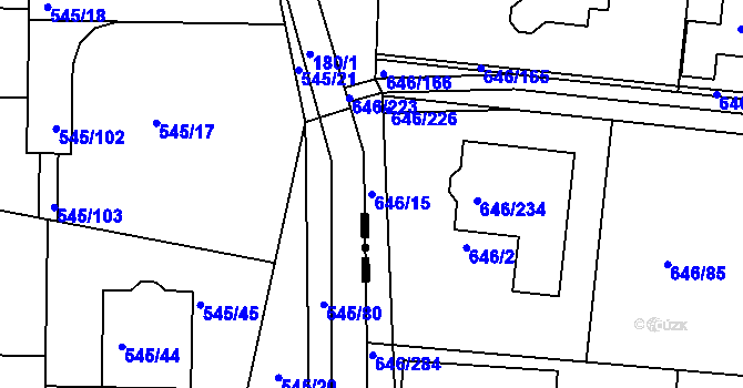 Parcela st. 646/15 v KÚ Česká, Katastrální mapa