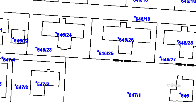 Parcela st. 646/25 v KÚ Česká, Katastrální mapa