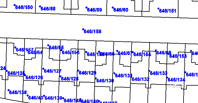Parcela st. 646/66 v KÚ Česká, Katastrální mapa