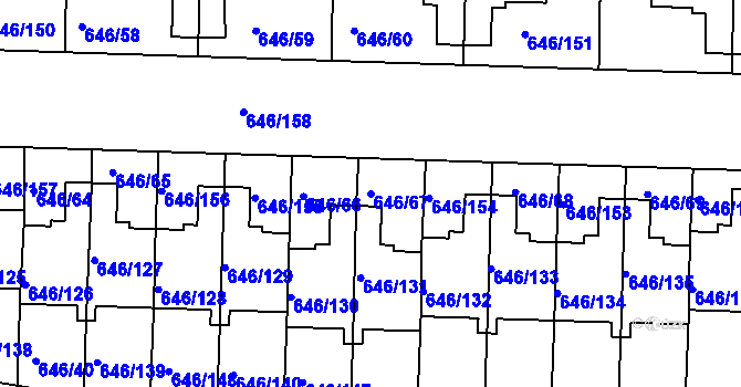 Parcela st. 646/67 v KÚ Česká, Katastrální mapa