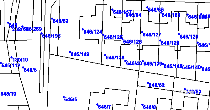 Parcela st. 646/138 v KÚ Česká, Katastrální mapa