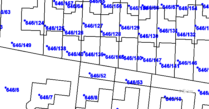 Parcela st. 646/148 v KÚ Česká, Katastrální mapa