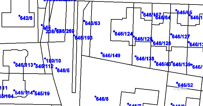 Parcela st. 646/149 v KÚ Česká, Katastrální mapa
