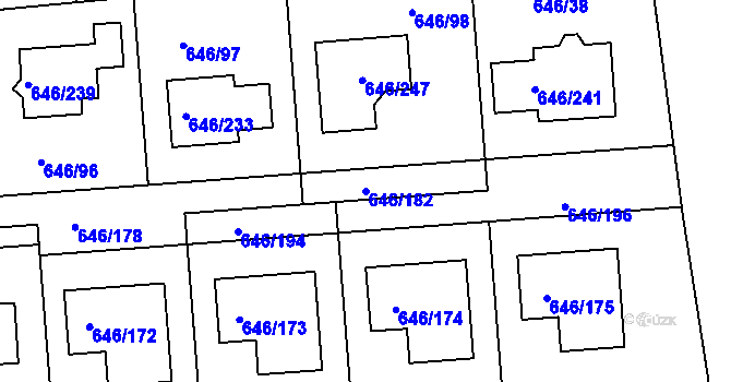 Parcela st. 646/182 v KÚ Česká, Katastrální mapa