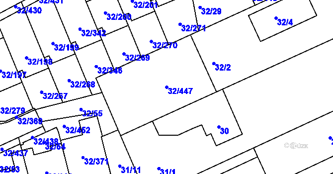Parcela st. 32/447 v KÚ Česká, Katastrální mapa