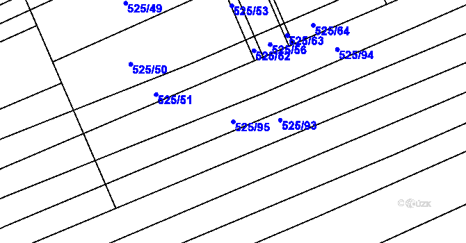 Parcela st. 525/95 v KÚ Česká, Katastrální mapa