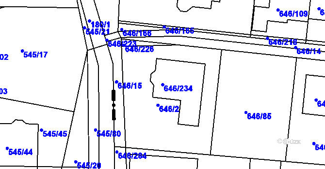 Parcela st. 646/234 v KÚ Česká, Katastrální mapa