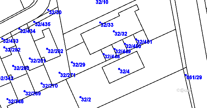 Parcela st. 32/448 v KÚ Česká, Katastrální mapa