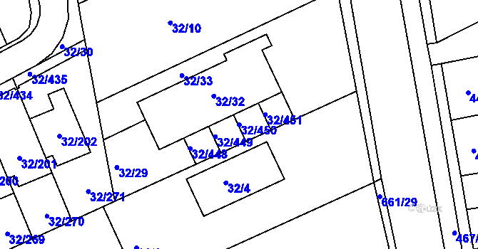 Parcela st. 32/450 v KÚ Česká, Katastrální mapa