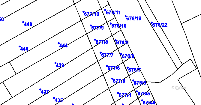 Parcela st. 677/7 v KÚ Česká, Katastrální mapa