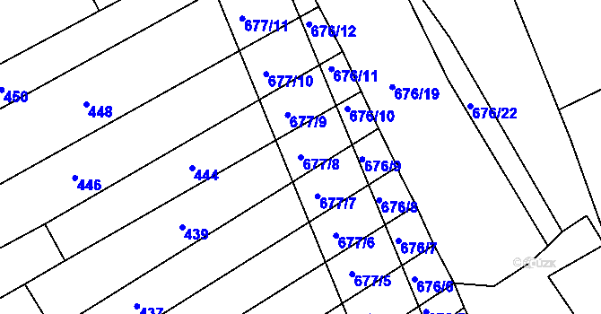 Parcela st. 677/8 v KÚ Česká, Katastrální mapa