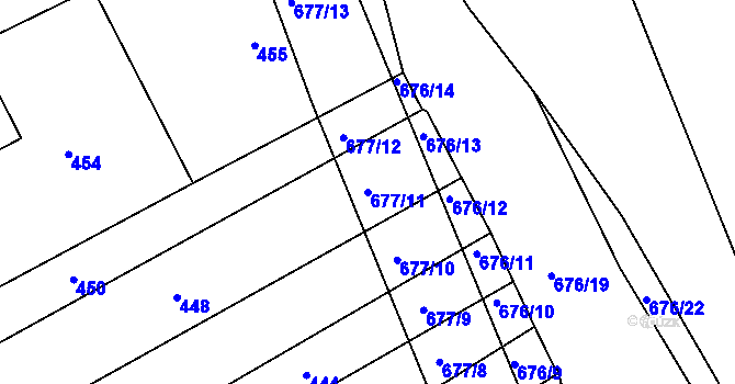 Parcela st. 677/11 v KÚ Česká, Katastrální mapa