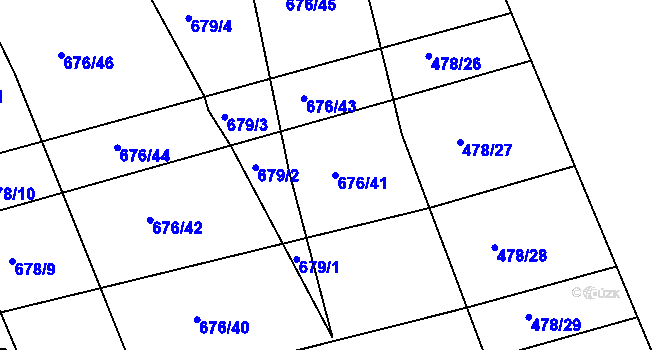 Parcela st. 676/41 v KÚ Česká, Katastrální mapa