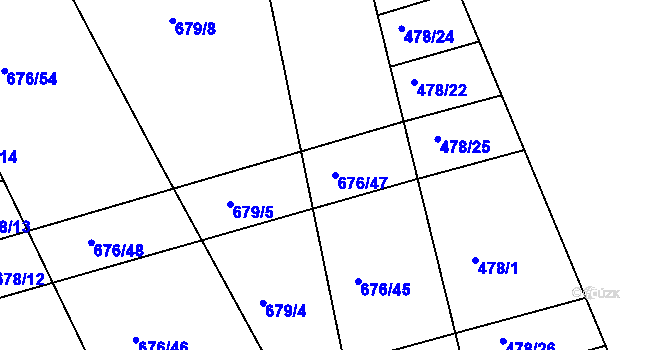 Parcela st. 676/47 v KÚ Česká, Katastrální mapa