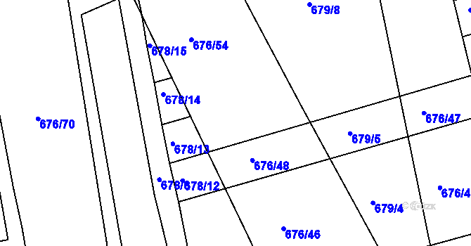 Parcela st. 676/50 v KÚ Česká, Katastrální mapa