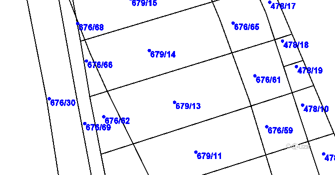Parcela st. 679/13 v KÚ Česká, Katastrální mapa