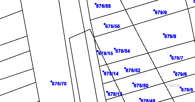 Parcela st. 678/15 v KÚ Česká, Katastrální mapa